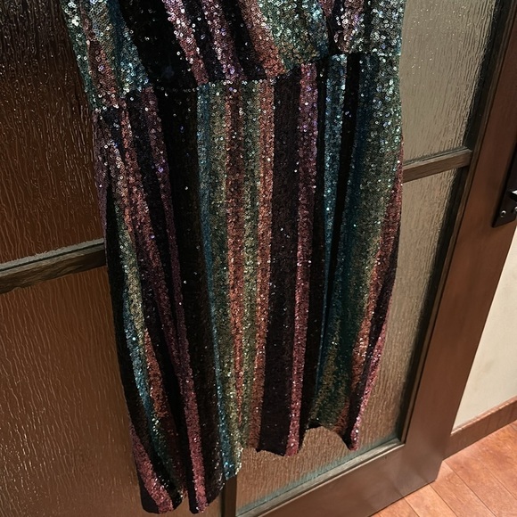 Badgley Mishka Multi Sequin Striped Dress size 16 - Picture 10 of 12
